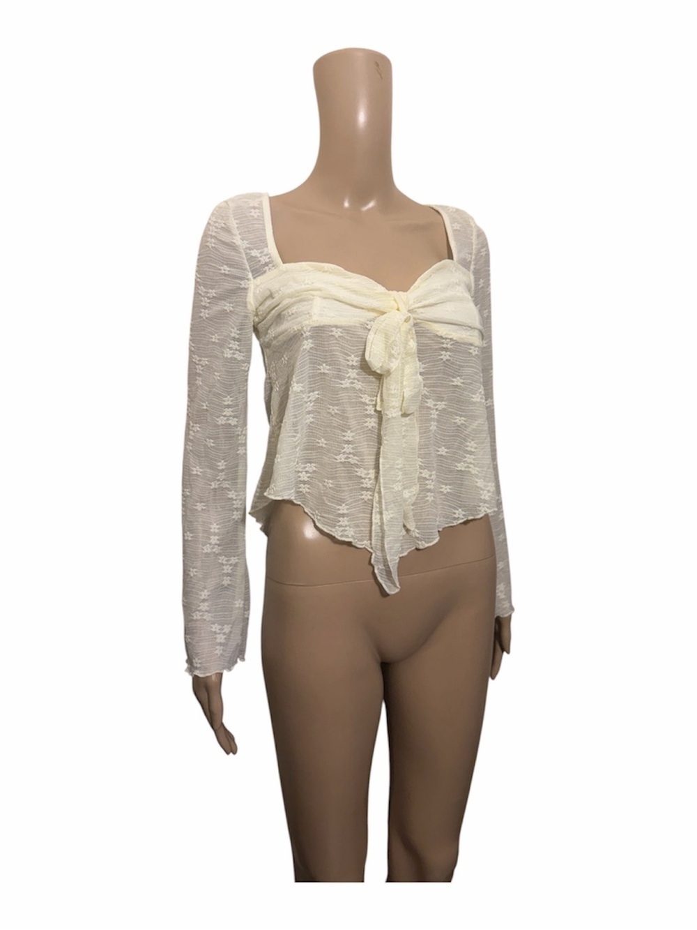 Cider Sheer Cream Ruffled Blouse - Picture 4 of 7